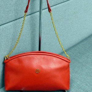 Red Faux Leather Unbranded Crossbody Zip Top Chain